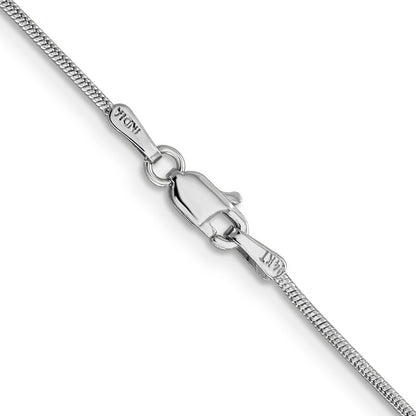 14K White Gold 30 Inch 1.1mm Round Snake With Lobster Clasp Chain Necklace
