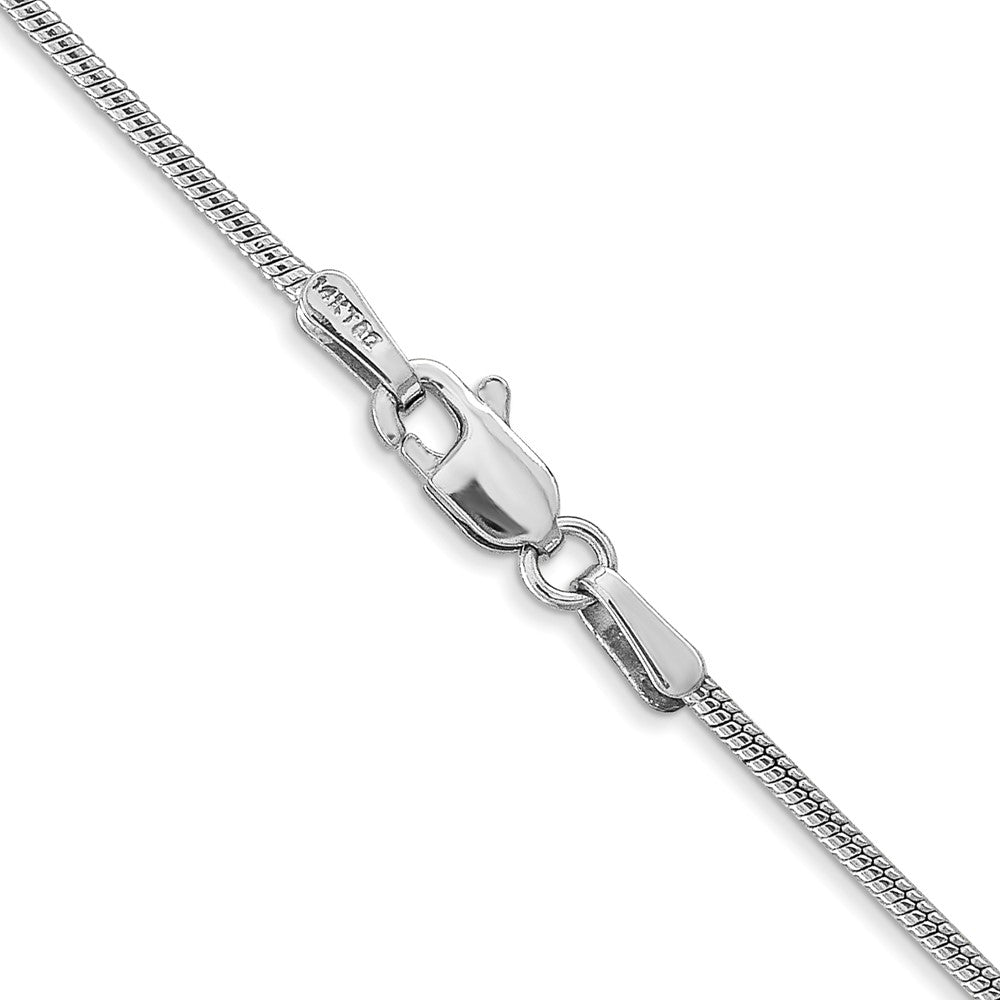 14K White Gold 18 Inch 1.4mm Round Snake Lobster Clasp Chain Necklace