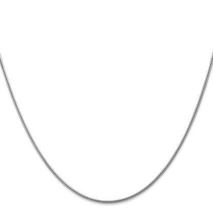14K White Gold 18 Inch 1.6mm Round Snake Lobster Clasp Chain Necklace