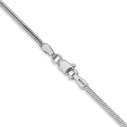 14K White Gold 30 Inch 1.6mm Round Snake Lobster Clasp Chain Necklace