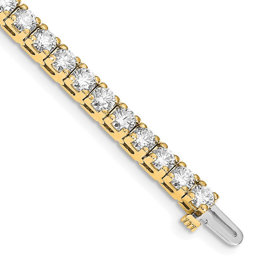14K Yellow Gold Complete 10.8 Carat Round A Diamond 4 Prong 7 Inch Tennis Bracelet
