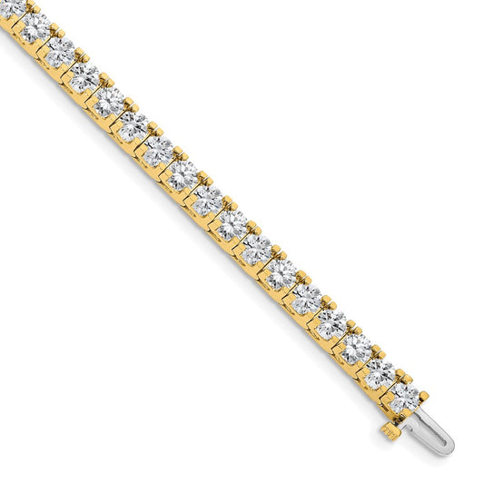 14K Yellow Gold Complete 12.5 Carat Round Aaa Diamond 4 Prong 7 Inch Tennis Bracelet