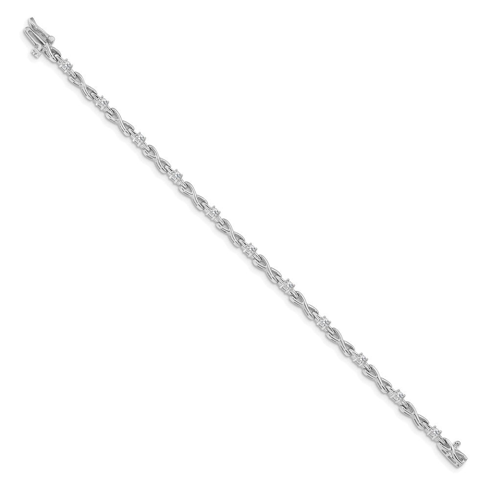14K White Gold Complete 1/2 Carat Round Vs Diamond 4 Prong X Design 7 Inch Tennis Bracelet
