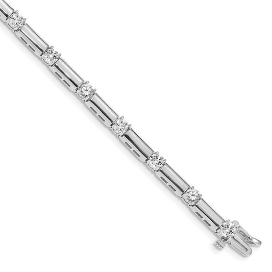 14K White Gold Complete 2.8 Carat Round Aa Diamond Bar Link 7 Inch Tennis Bracelet