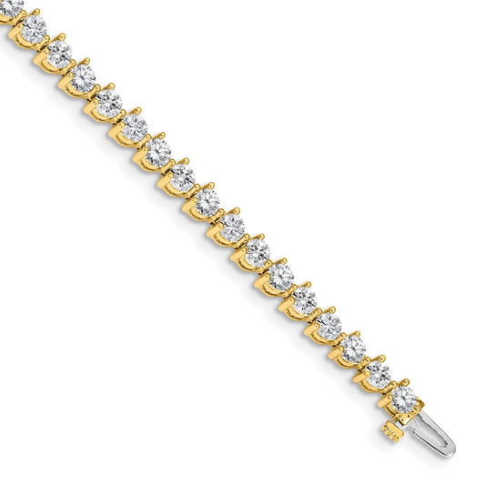 14K Yellow Gold Complete 6.15 Carat Round Aa Diamond 3 Prong 7 Inch Tennis Bracelet