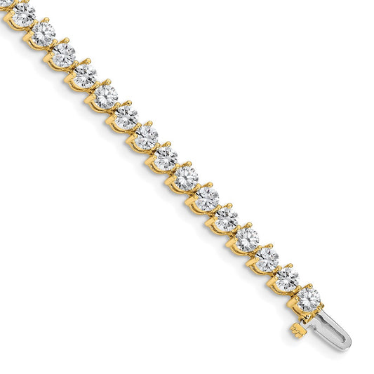 14K Yellow Gold Complete 8.5 Carat Round A Diamond 3 Prong 7 Inch Tennis Bracelet