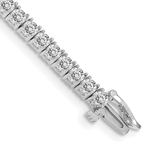 14K White Gold Complete 4.92 Carat Round Aa Diamond 4 Prong 7 Inch Tennis Bracelet