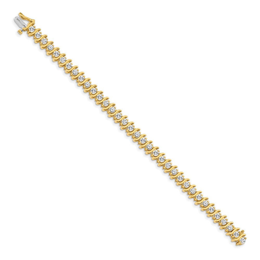 14K Yellow Gold Complete 5.95 Carat Round Vs Diamond 2 Prong S Link 7 Inch Tennis Bracelet