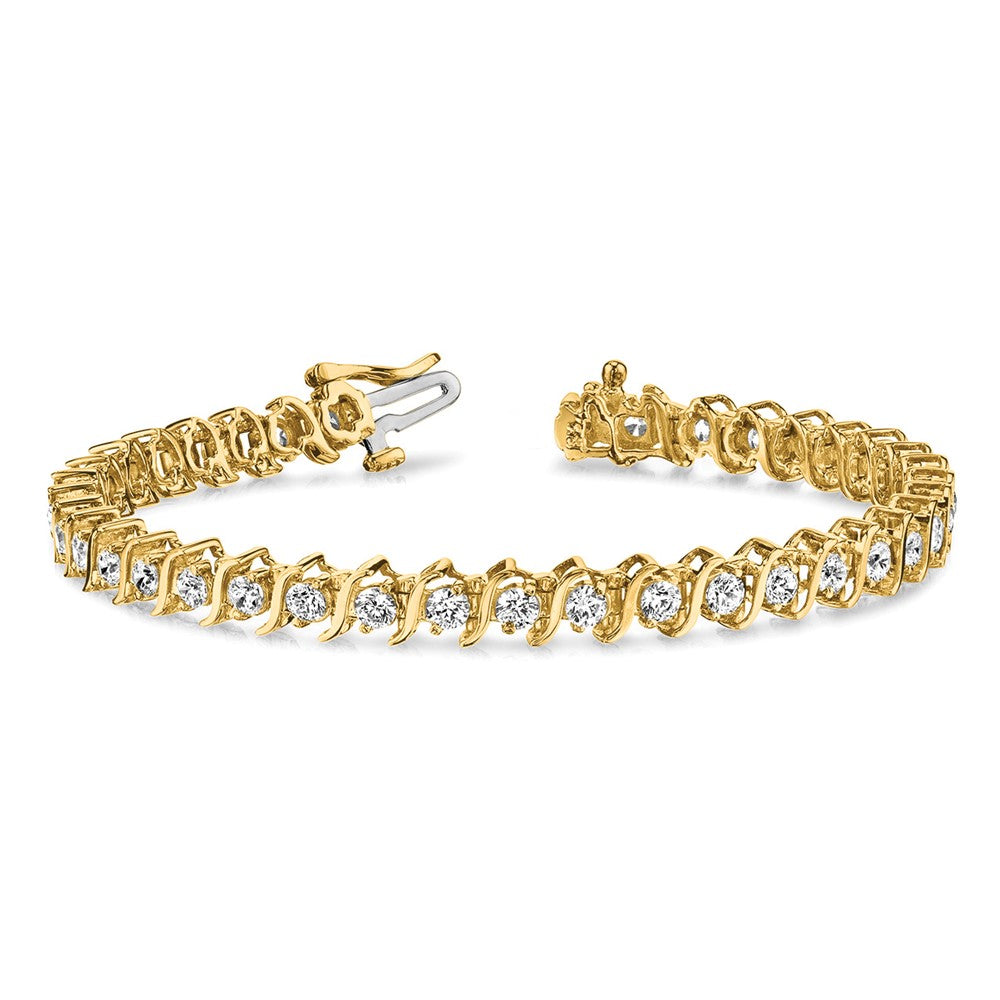 14K Yellow Gold Complete 5.95 Carat Round Vs Diamond 2 Prong S Link 7 Inch Tennis Bracelet