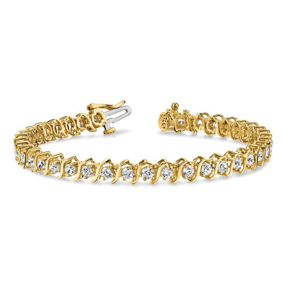 14K Yellow Gold Complete 5.95 Carat Round Vs Diamond 2 Prong S Link 7 Inch Tennis Bracelet