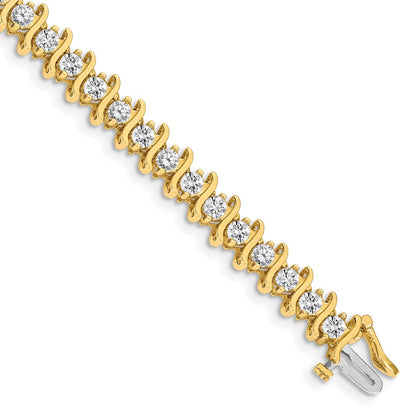 14K Yellow Gold Complete 5.95 Carat Round Vs Diamond 2 Prong S Link 7 Inch Tennis Bracelet