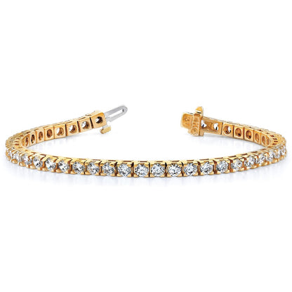 14K Yellow Gold Complete 1.25 Carat Round Aaa Diamond 4 Prong 7 Inch Tennis Bracelet