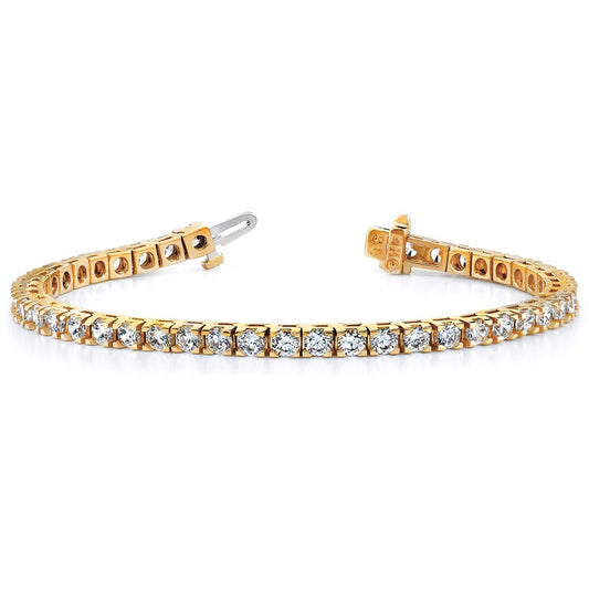 14K Yellow Gold Complete 1.25 Carat Round Aaa Diamond 4 Prong 7 Inch Tennis Bracelet