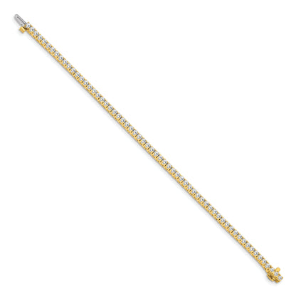 14K Yellow Gold Complete 2.17 Carat Round Aa Diamond 4 Prong 7 Inch Tennis Bracelet