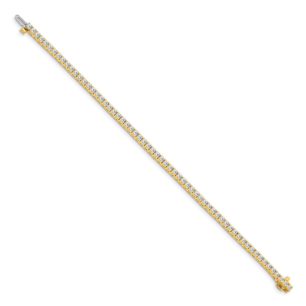 14K Yellow Gold Complete 2.17 Carat Round A Diamond 4 Prong 7 Inch Tennis Bracelet