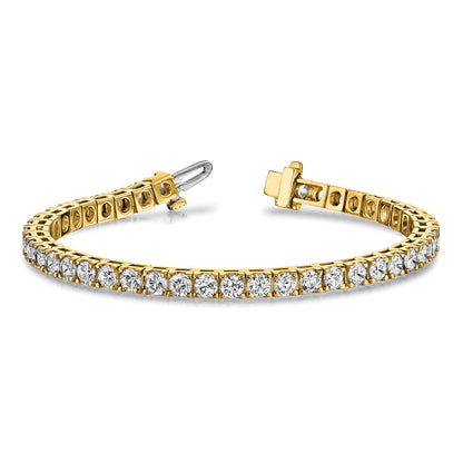14K Yellow Gold Complete 2.17 Carat Round Aa Diamond 4 Prong 7 Inch Tennis Bracelet