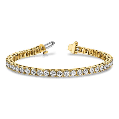 14K Yellow Gold Complete 2.17 Carat Round Aaa Diamond 4 Prong 7 Inch Tennis Bracelet