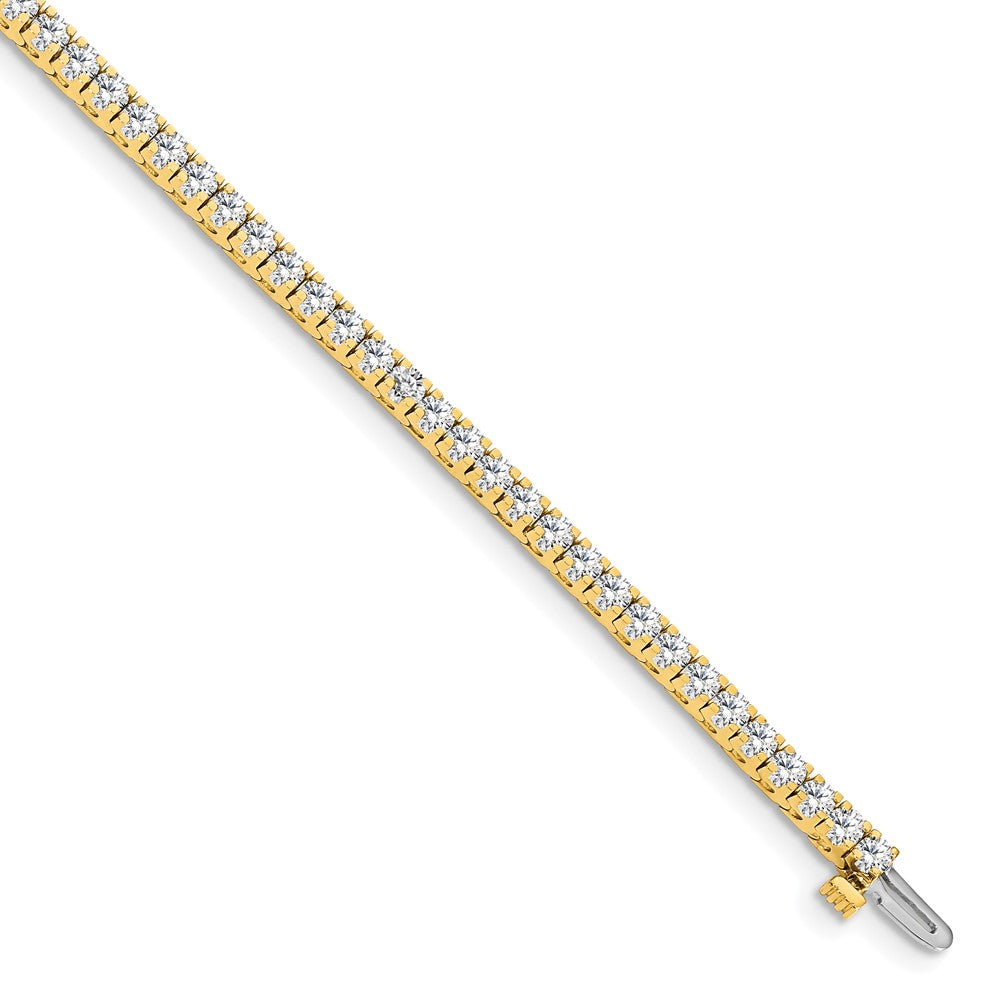 14K Yellow Gold Complete 2.17 Carat Round A Diamond 4 Prong 7 Inch Tennis Bracelet