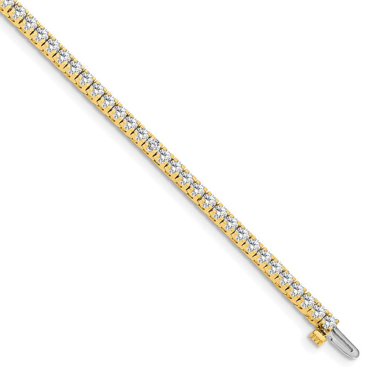 14K Yellow Gold Complete 2.17 Carat Round A Diamond 4 Prong 7 Inch Tennis Bracelet