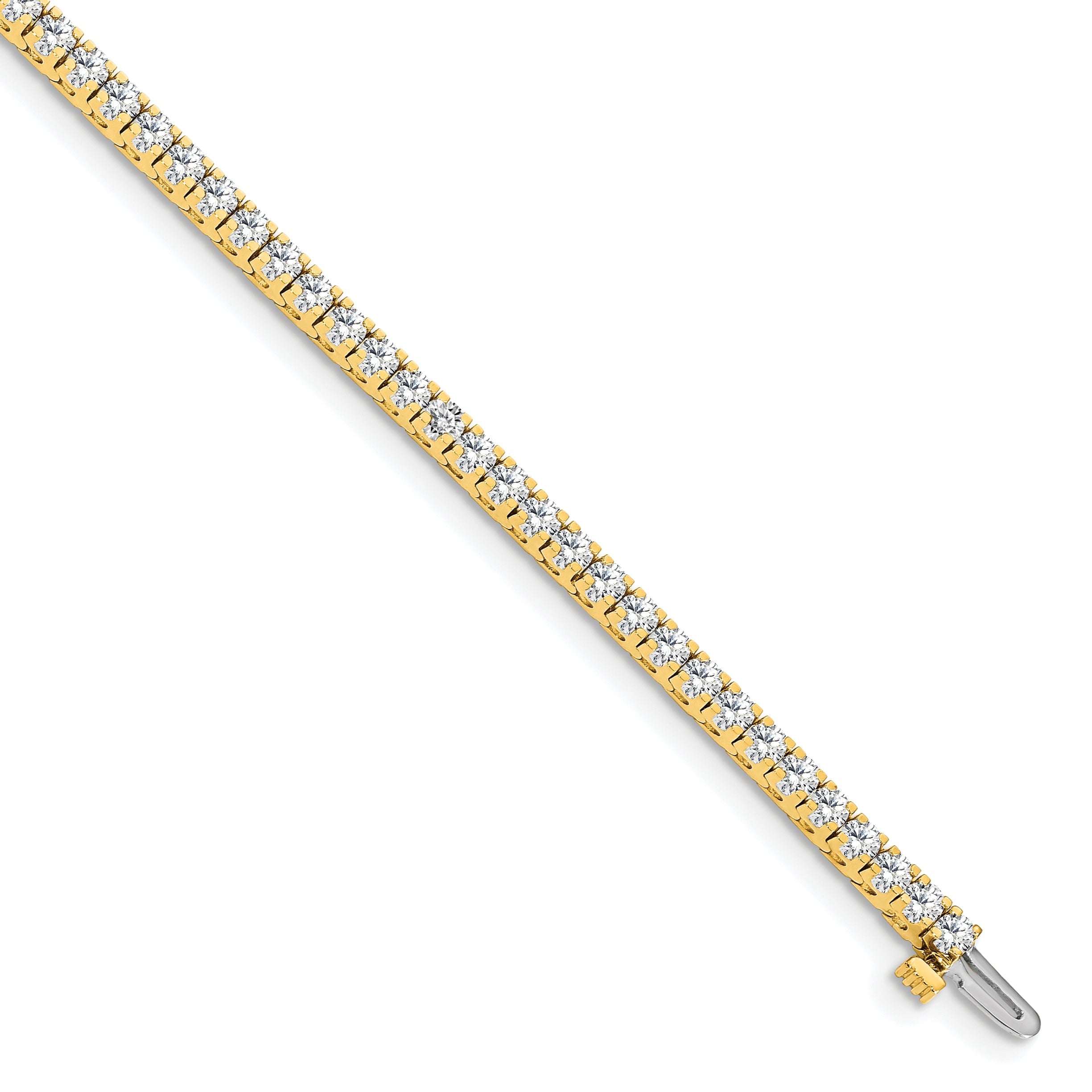 14K Yellow Gold Complete 2.17 Carat Round Aa Diamond 4 Prong 7 Inch Tennis Bracelet