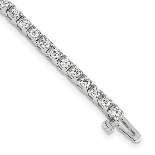 14K White Gold Complete 2.18 Carat Round Aaa Diamond 4 Prong 7 Inch Tennis Bracelet