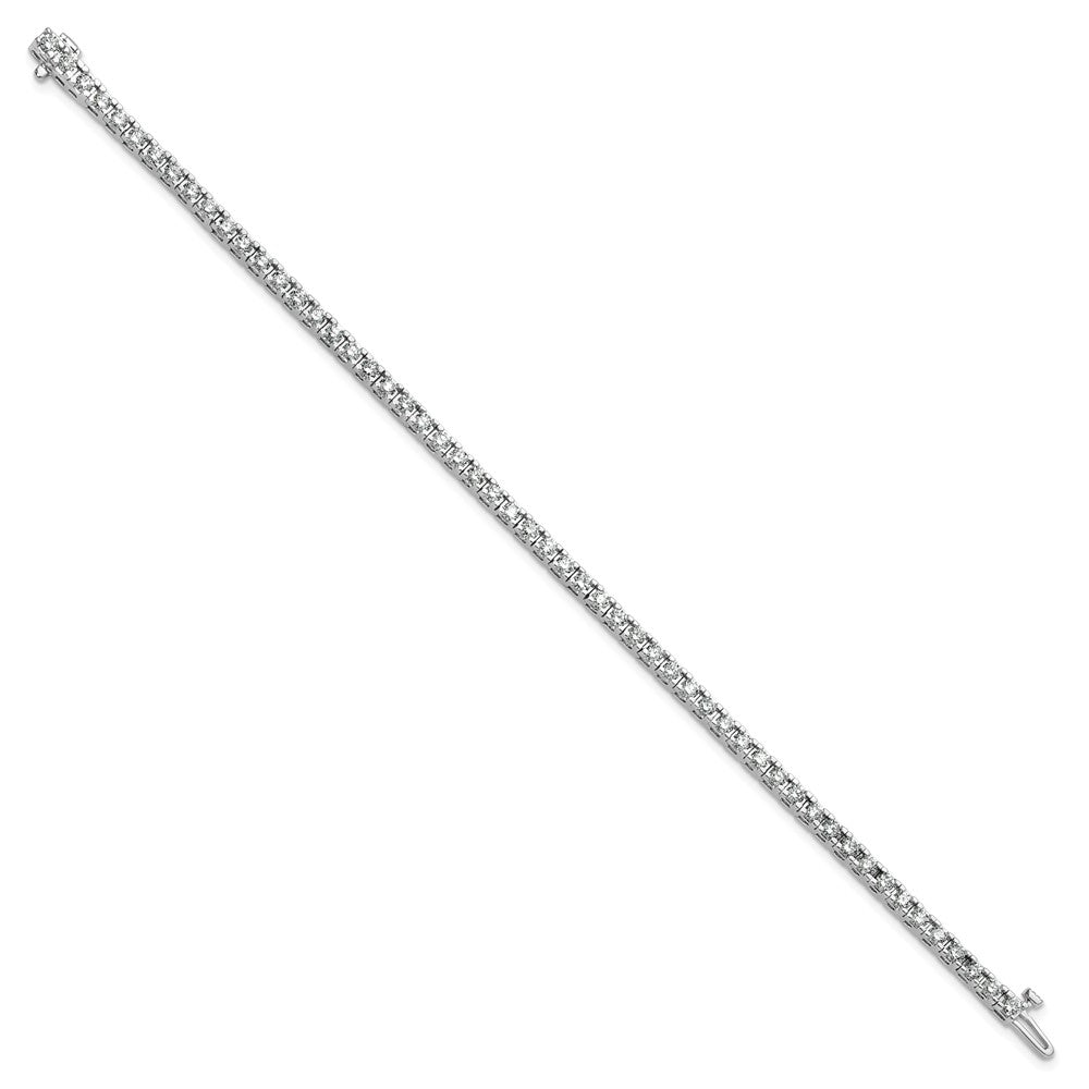 14K White Gold Complete 2.86 Carat Round A Diamond 4 Prong 7 Inch Tennis Bracelet