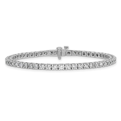 14K White Gold Complete 2.86 Carat Round A Diamond 4 Prong 7 Inch Tennis Bracelet