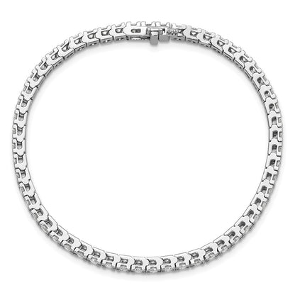 14K White Gold Complete 2.86 Carat Round A Diamond 4 Prong 7 Inch Tennis Bracelet