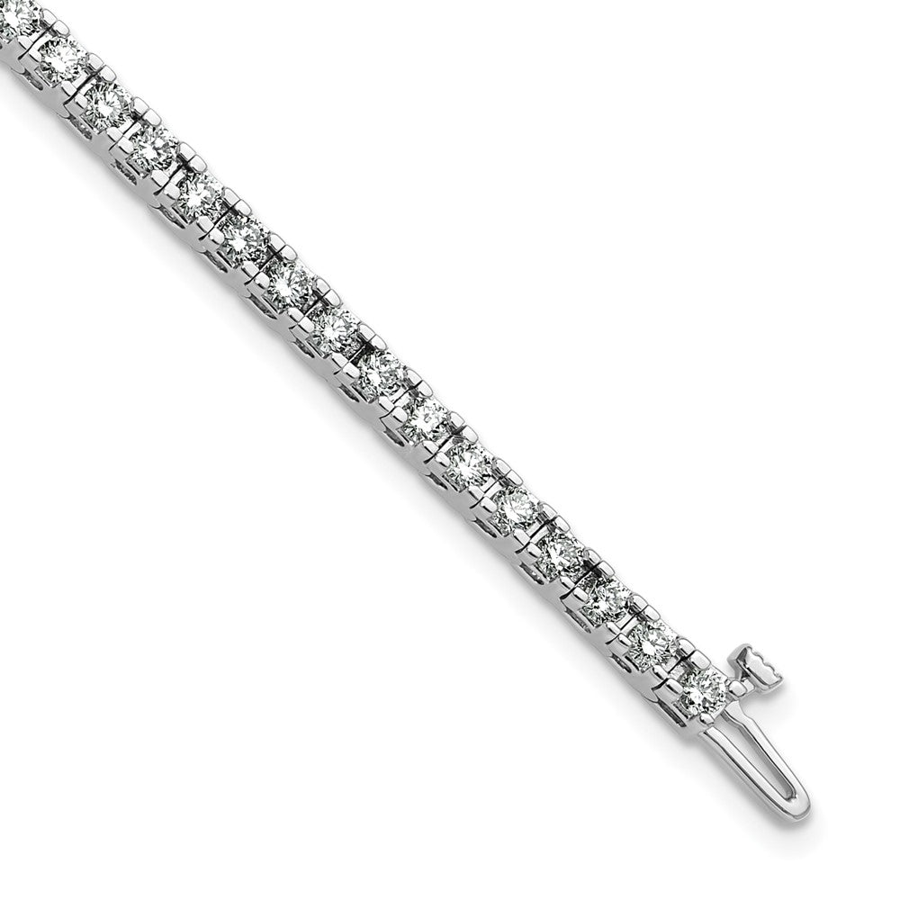 14K White Gold Complete 2.86 Carat Round A Diamond 4 Prong 7 Inch Tennis Bracelet