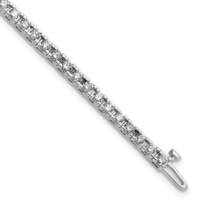 14K White Gold Complete 2.86 Carat Round A Diamond 4 Prong 7 Inch Tennis Bracelet