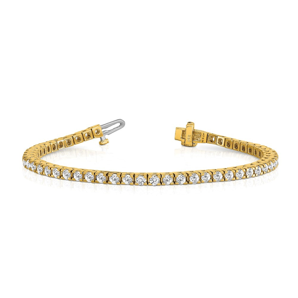 14K Yellow Gold Complete 4.1 Carat Round Vs Diamond 4 Prong 7 Inch Tennis Bracelet