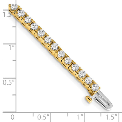 14K Yellow Gold Complete 4.1 Carat Round Vs Diamond 4 Prong 7 Inch Tennis Bracelet