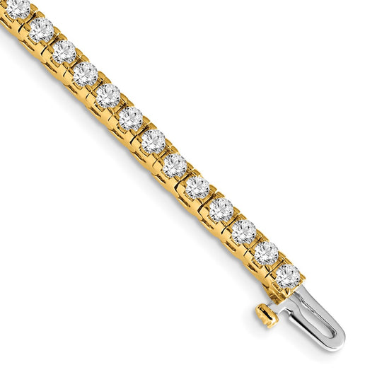 14K Yellow Gold Complete 4.1 Carat Round Aa Diamond 4 Prong 7 Inch Tennis Bracelet
