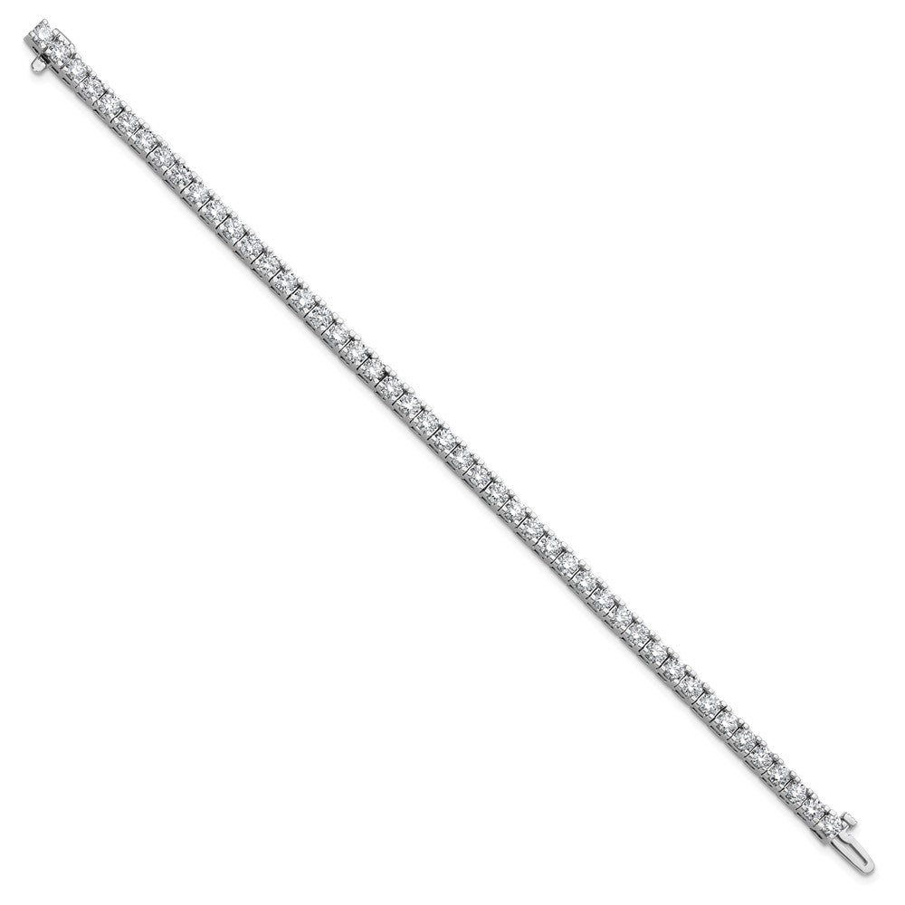 14K White Gold Complete 6.44 Carat Round A Diamond 4 Prong 7 Inch Tennis Bracelet