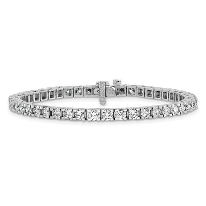 14K White Gold Complete 6.44 Carat Round A Diamond 4 Prong 7 Inch Tennis Bracelet