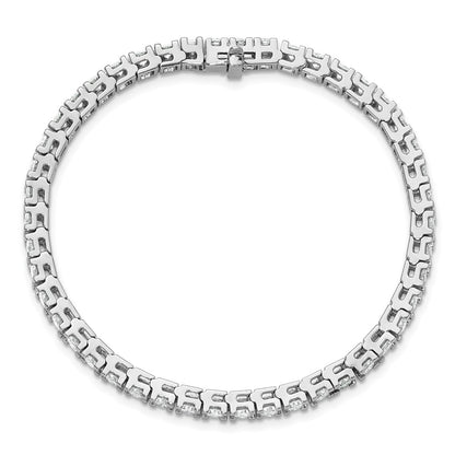 14K White Gold Complete 6.44 Carat Round A Diamond 4 Prong 7 Inch Tennis Bracelet