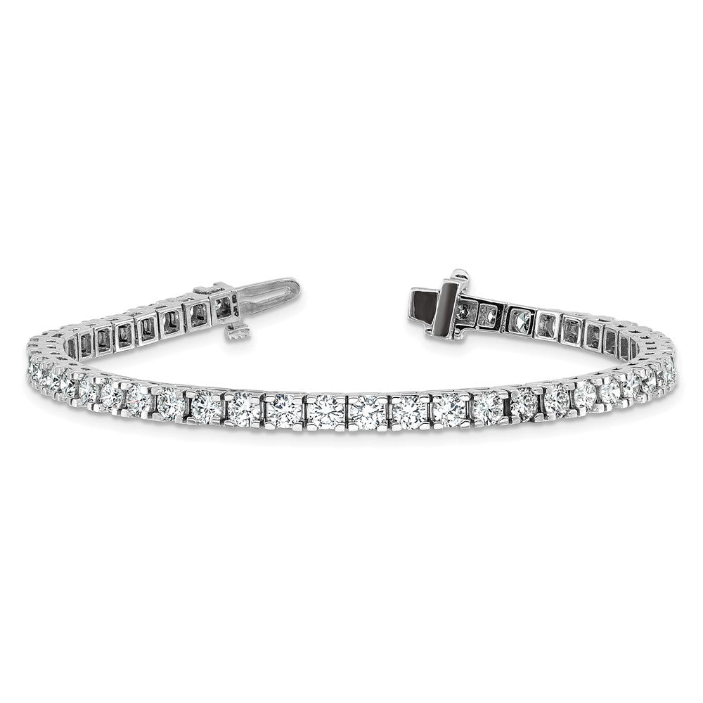 14K White Gold Complete 6.44 Carat Round A Diamond 4 Prong 7 Inch Tennis Bracelet