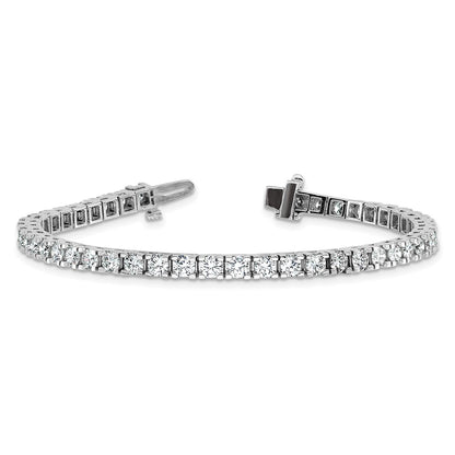14K White Gold Complete 6.44 Carat Round A Diamond 4 Prong 7 Inch Tennis Bracelet