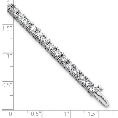 14K White Gold Complete 6.44 Carat Round A Diamond 4 Prong 7 Inch Tennis Bracelet