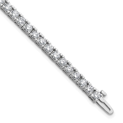 14K White Gold Complete 6.44 Carat Round Aa Diamond 4 Prong 7 Inch Tennis Bracelet