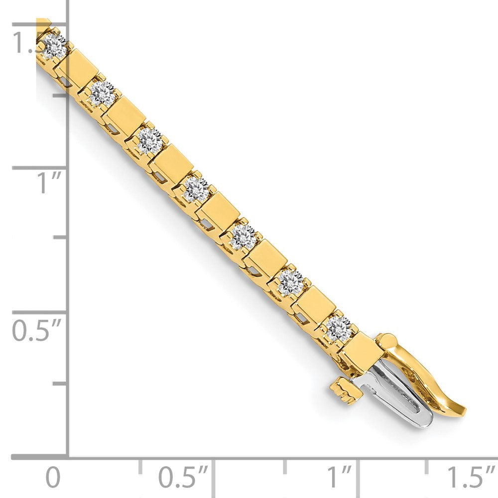 14K Yellow Gold Complete 1.1 Carat Round Aa Diamond Square Link 7 Inch Tennis Bracelet