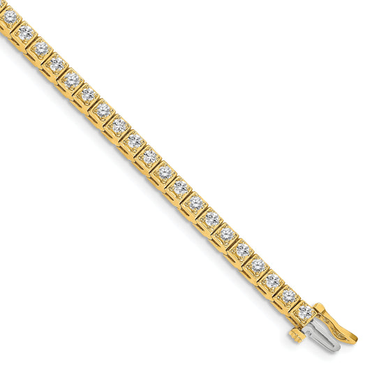 14K Yellow Gold Complete 1.75 Carat Round Aa Diamond 4 Prong 7 Inch Tennis Bracelet