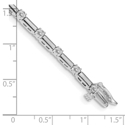14K White Gold Complete 1 Carat Round Aaa Diamond Bar Link 7 Inch Tennis Bracelet