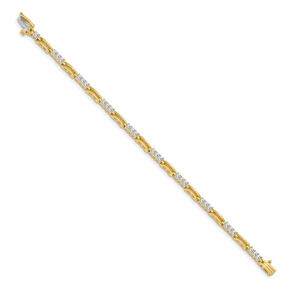 14K Yellow Gold Complete 1.5 Carat Round Aa Diamond Paperclip Link 7 Inch Tennis Bracelet