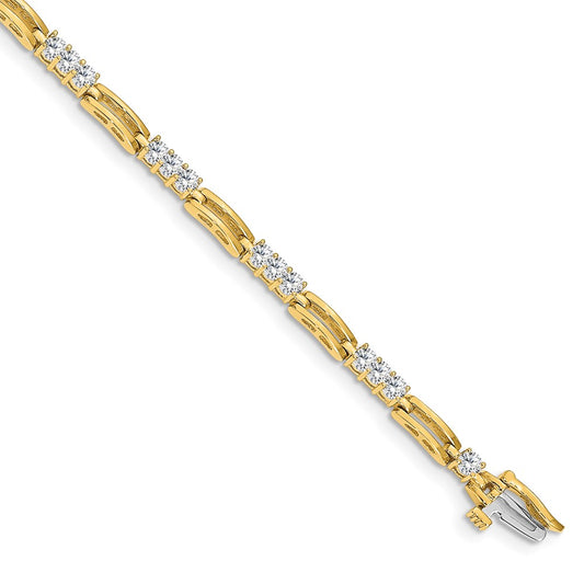14K Yellow Gold Complete 1.5 Carat Round Aa Diamond Paperclip Link 7 Inch Tennis Bracelet