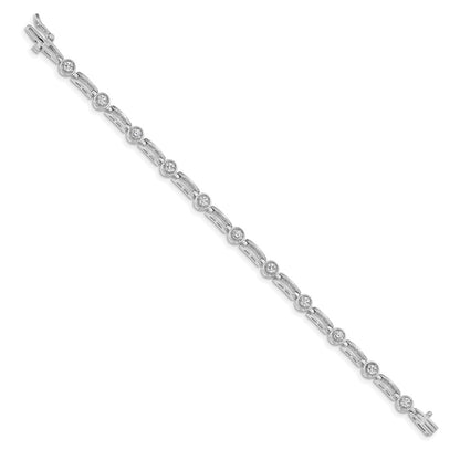 14K White Gold Complete 3/4 Carat Round Aaa Diamond 4 Prong Bar Link 7 Inch Tennis Bracelet
