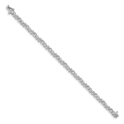 14K White Gold Complete 1.45 Carat Round A Diamond Fancy Swirl 7 Inch Tennis Bracelet