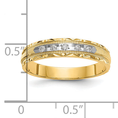 14K Yellow Gold Aa Quality 1/20 Carat Diamond Trio Ladies Complete Wedding Band
