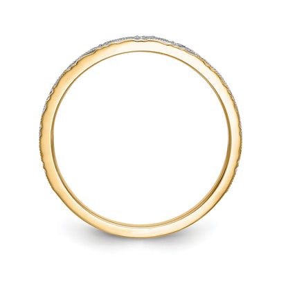 14K Yellow Gold And Rhodium Aa Quality 1/20 Carat Diamond Trio Ladies Complete Wedding Band