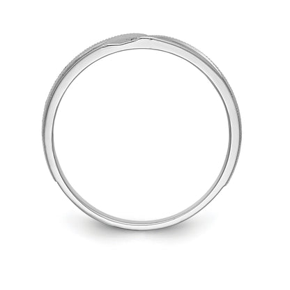 14K White Gold Aa Quality .02 Carat Diamond Trio Ladies Complete Wedding Band